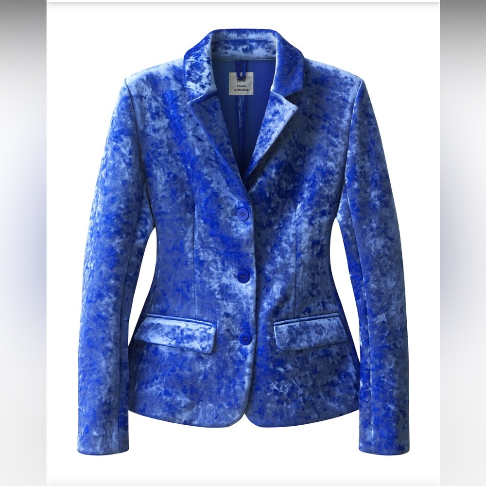H&M Studio Royal Blue Velvet Blazer